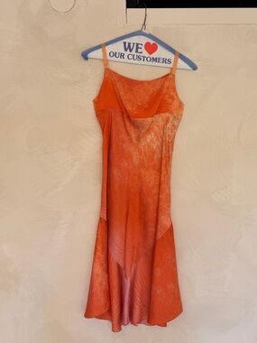 Roberto Cavalli Coral-Orange Satin Slip Top